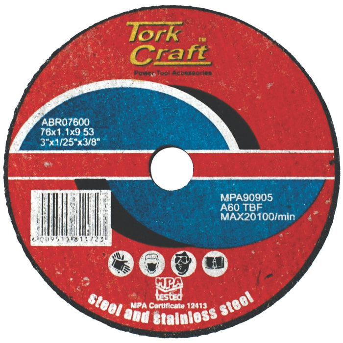 Tork Craft | Cutting Wheel Abrasive for Steel 76x1.1x9.53mm