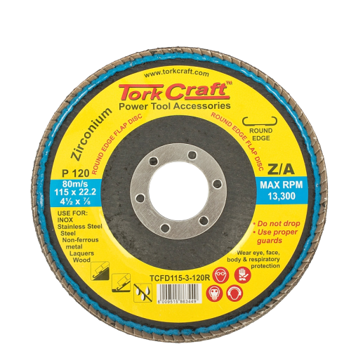Tork Craft | Flap Disc Round Edge Zirconium 115mm 120G Flat
