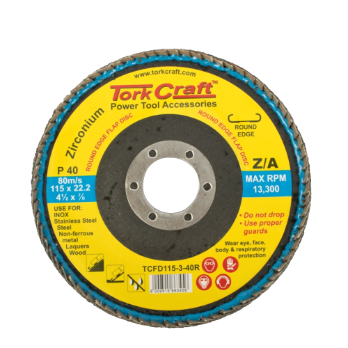 Tork Craft | Flap Disc Round Edge Zirconium 115mm 40G Flat