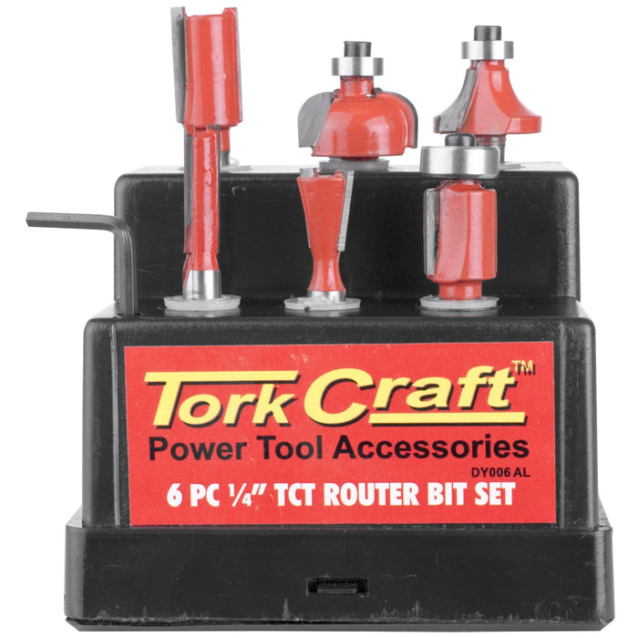 Tork Craft | Router Bit Set 6Pc Plastic Box 1/4" Shank
