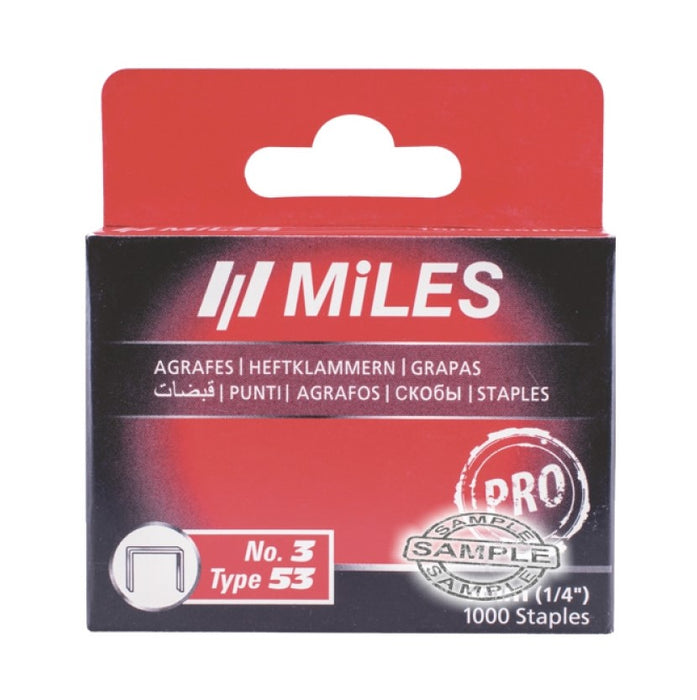 Miles | Galv. Staples 22G JT21 8mm X 1000Pc Miles No.3