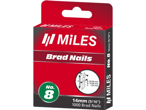 Miles | Galv. Brad Nail T14 18G 14mm X 1000Pc Miles No.8