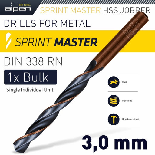Alpen | HSS Drill Bits Loose 3mm | HSS3.00S - BPM Toolcraft