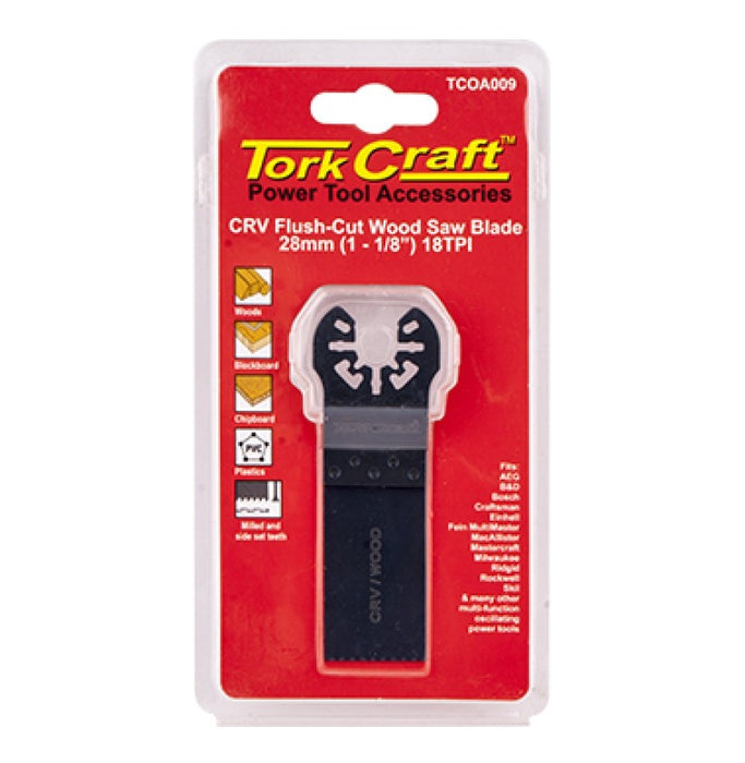 Tork Craft | Quick Change Oscillating Flush Cut Wood Saw Blade 28mm (1-1/8") 18Tpi CrV