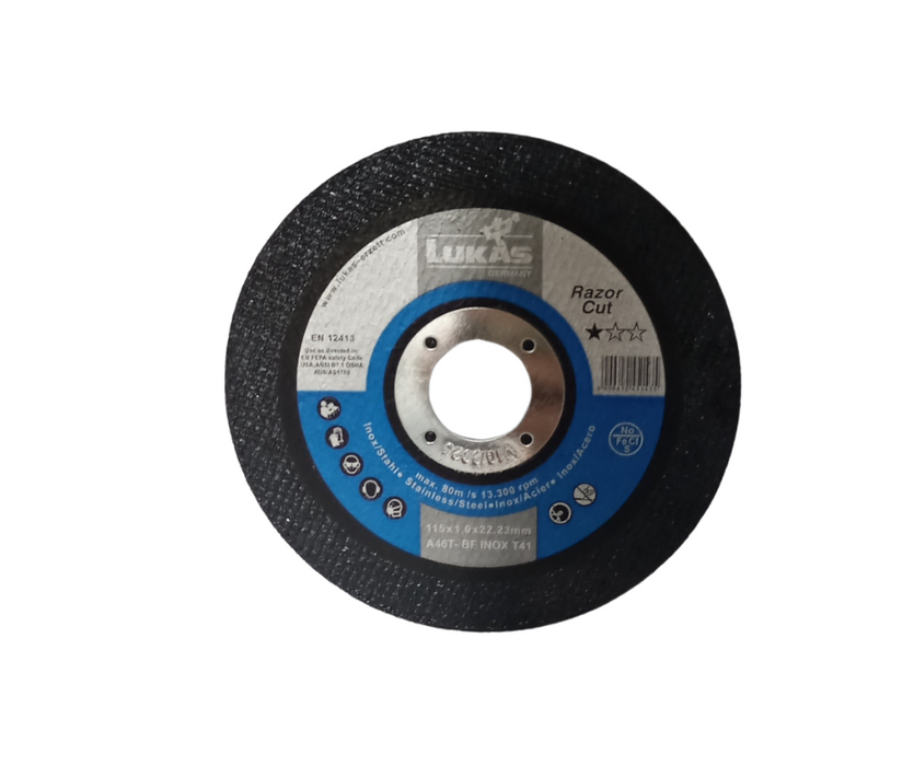 Lukas Abrasives | Cutting Disc 115mm Inox/S/Steel 115 x 1.0 x 22.23mm Each