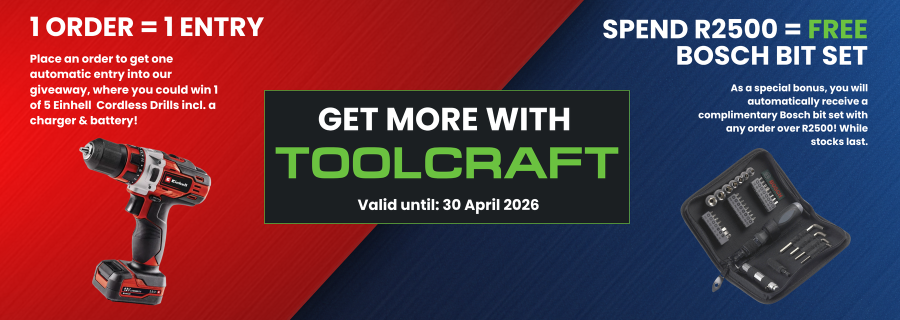 1 order = 1 entry to Win an Einhell TE-CD 12/1 Li cordless drill kit