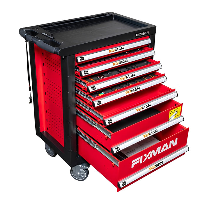 Fixman | 7 Drawer Ind. Roller Cabinet With 133pc Mechanics Tool Set
