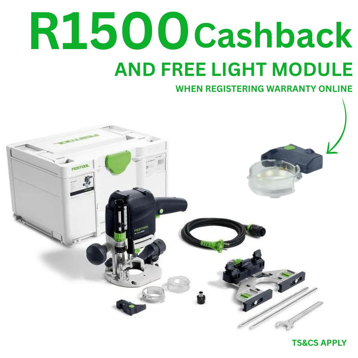 Festool | Router OF 1010 REBQ-Plus  + R1500 Cashback AND FREE Light Module (Free gift and cashback will be received when registering tool for warranty, Ts&Cs in description below)