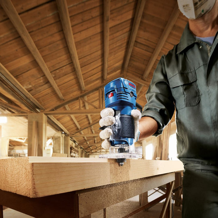 Bosch Professional | Palm Router GKF 550 + Tork Craft | Router Bit Set 1/4" Shank Hard Case 12Pc Combo Deal