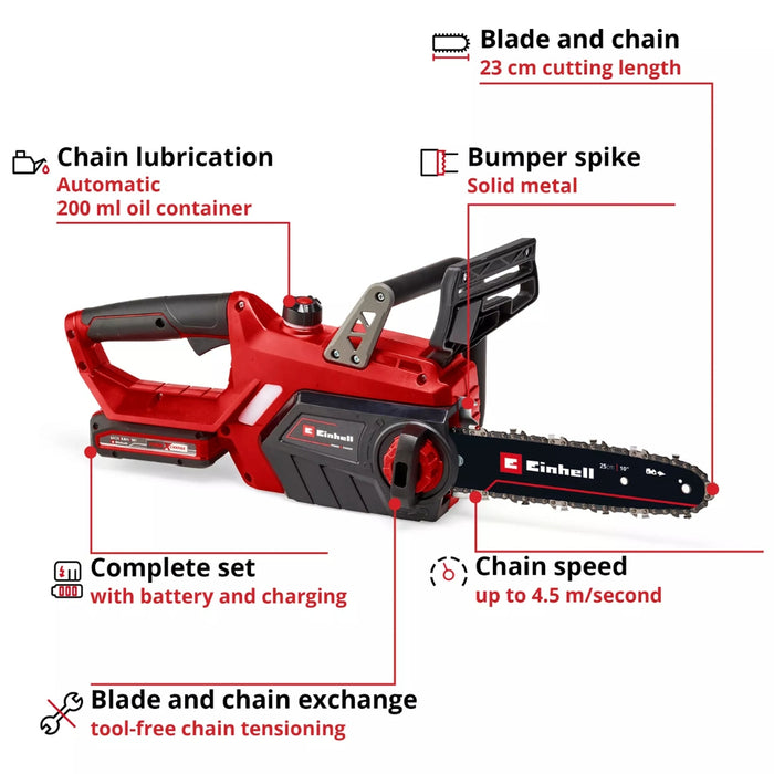 Einhell Cordless Chain Saw GE-LC 18/25-1 Li Kit (1X3,0AH)