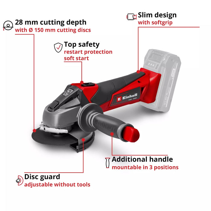 Einhell Angle Grinder Cordless TE-AG 18/115 Li+ 2.5Ah Starter Kit