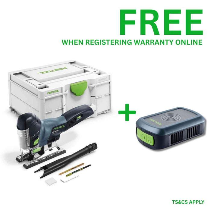 Festool | Cordless pendulum jigsaw CARVEX PSC 420 EB-Basic + FREE Phone charger PHC 18 (Free gift will be received when registering tool for warranty, Ts&Cs in description below)