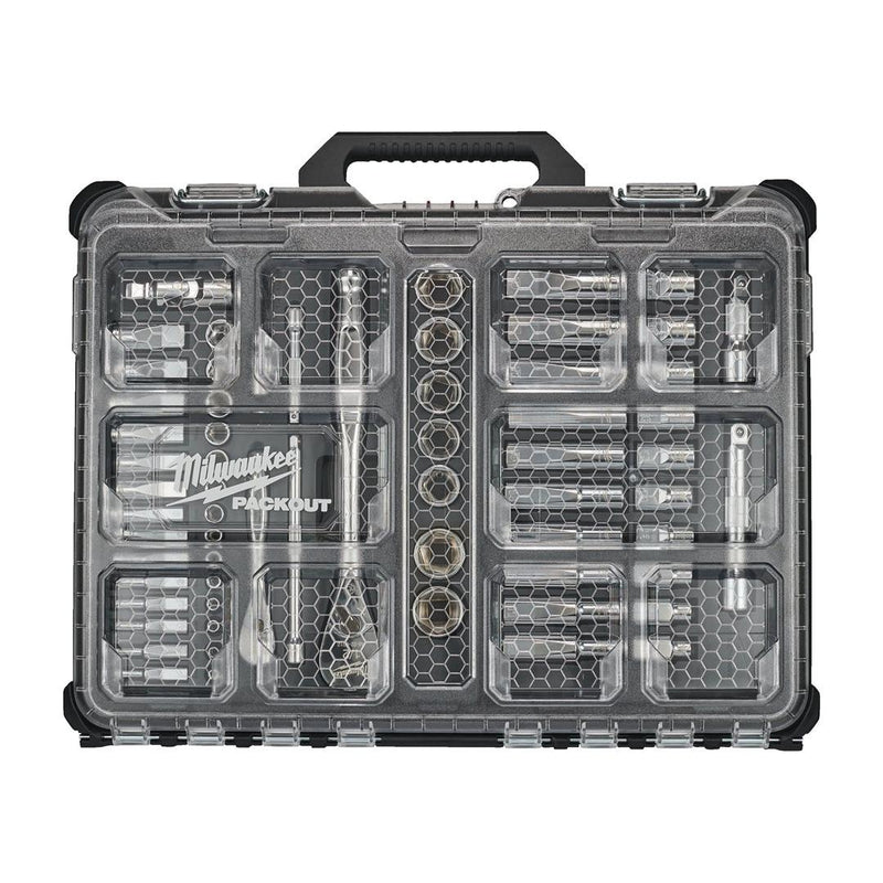 Milwaukee | Packout 1/4" + 1/2" 63 pc Ratchet/Socket Set-Toolcraft
