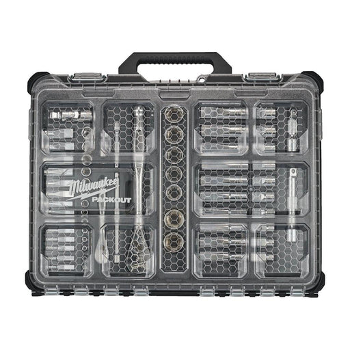 Milwaukee | Packout 1/4" + 1/2" 63 pc Ratchet/Socket Set-Toolcraft