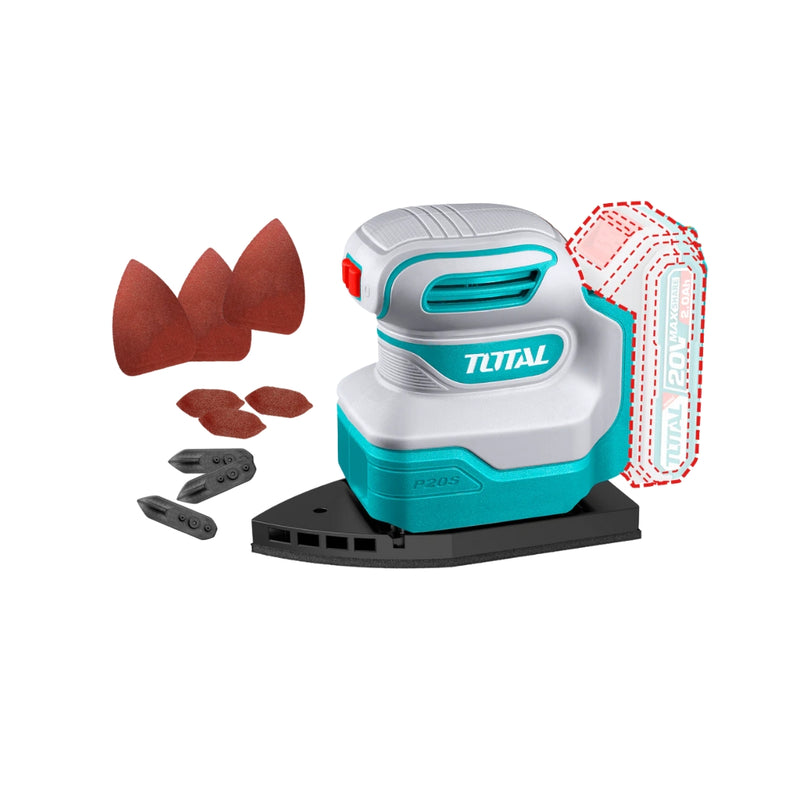 TOTAL | Cordless 20V Palm Sander - (Battery Excluded) TPSLI2014-Toolcraft