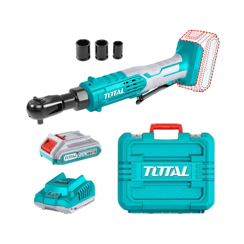 TOTAL | Cordless 20V Ratchet Wrench 3/8"Dr 65Nm + Battery & Charger TDRLI2060152-Toolcraft