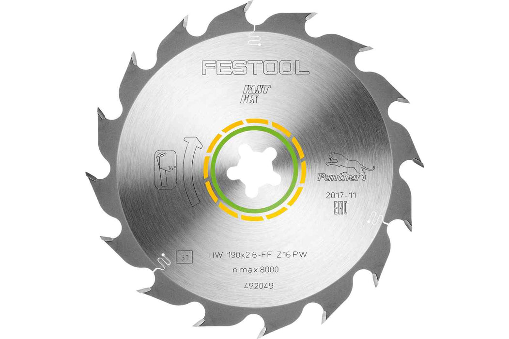 Festool | Saw blade HW 190x2,6 FF PW16 WOOD RIP CUT