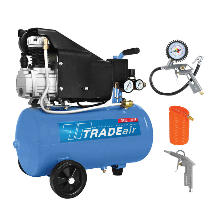 TRADEair | Air Compressor 1.5 Hp Hobby Direct Drive - 24 Litre