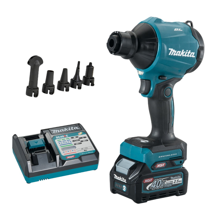Makita AS001Ga101 Dust Blower 40V - Kit (C/W 1 X As001G Blower, 1 X Bl4020 Battery, 1 X Dc40Rc Charger, 1 X Carry Bag & 5 Piece Nozzle Set)