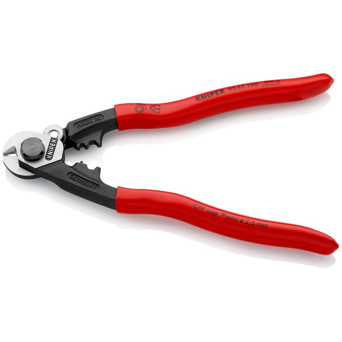 Knipex | Plier Wire Rope Cutter: PVC Grip - 190mm