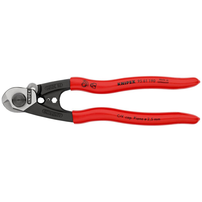 Knipex | Plier Wire Rope Cutter: PVC Grip - 190mm