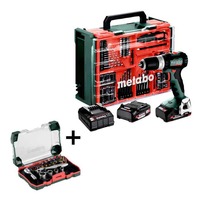 METABO SB 18 L BL C/DRILL / SCREWDRIVER DRILL LT CLASS 2 X 2.0 AH + Free 26pc bit and ratchet box