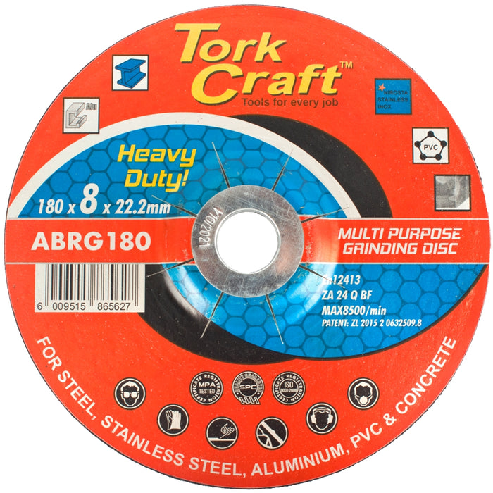 Tork Craft | Grinding Disc Multi Purpose 180x8.0x22.2mm Steel S/Steel Concrete