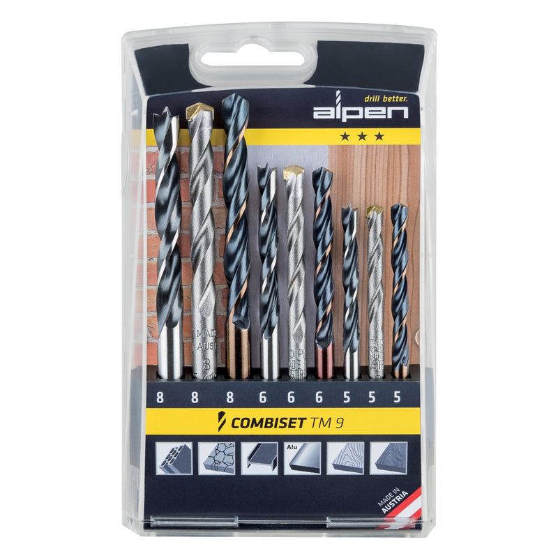 Alpen | Wood-Steel-Masonry Drill Bit Set 9Pc-Toolcraft