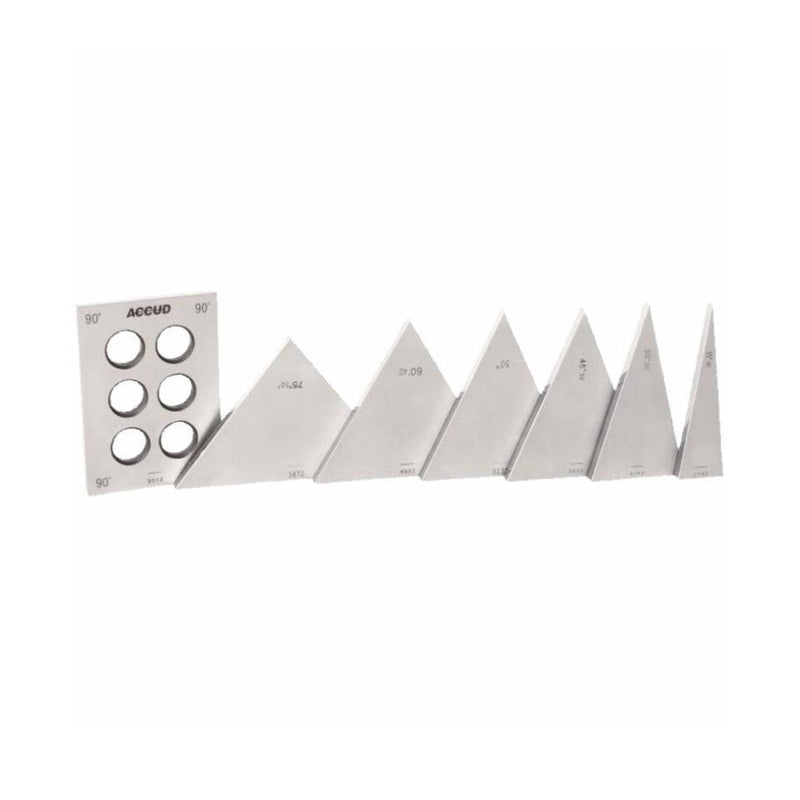 Accud | Angle Gauge Block Set 7Pc Triangle 15, 30, 45, 50, 60, 75 & 90º-Toolcraft