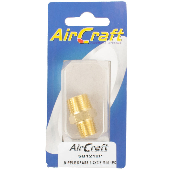 AirCraft | Nipple Brass 1/4"X3/8" M/M 1Pc