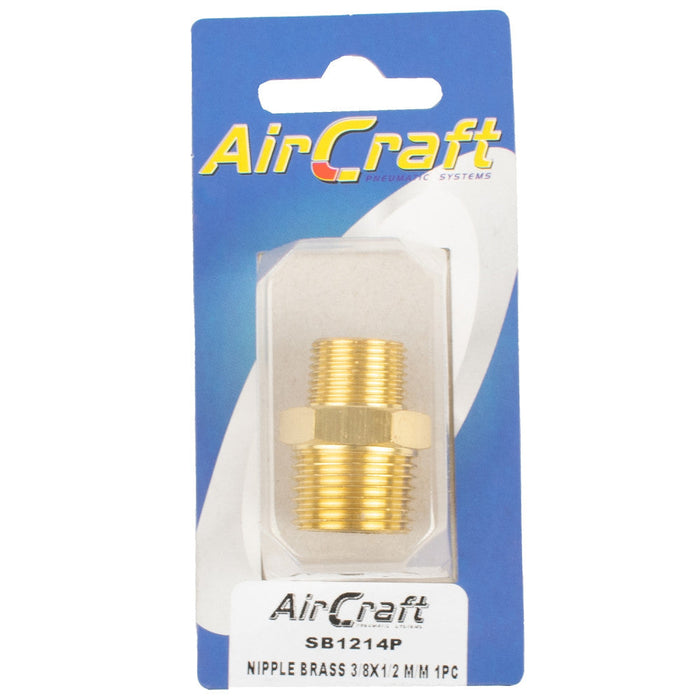 AirCraft | Nipple Brass 3/8"X1/2" M/M 1Pc Pack