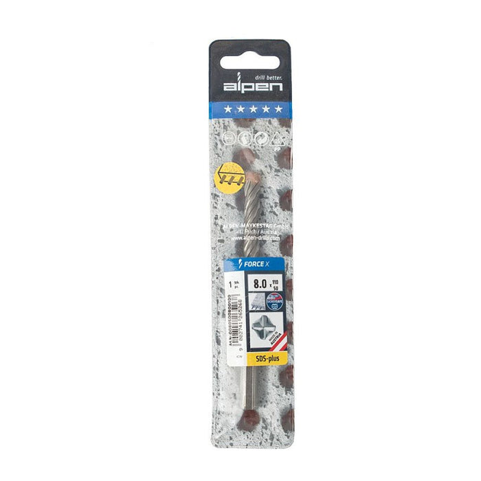 Alpen | Drill Bit SDS-plus Force X 8.0mm X 110/50mm X4 Cutting Edges