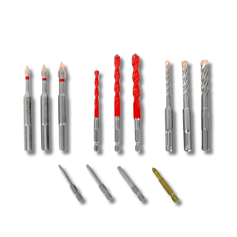 Alpen | Screw set Kit 13 Pcs C Prot, Multi 6-Kant, SDS-plus Force X4 Bit-Toolcraft