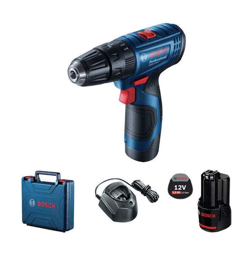 Bosch Professional | Cordless Drill GSB 120-LI, 2 x 12V 2,0Ah Batteries & Charger - Toolcraft