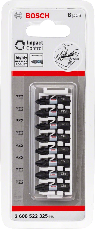 Bosch Professional | Screwdriver Bit Pack PZ2 Pick & Click Impact Control 8Pc-Toolcraft