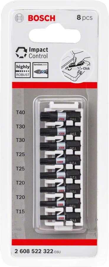 Bosch Professional | Screwdriver PZ2 Bit Pack Pick & Click Impact Control 8PK