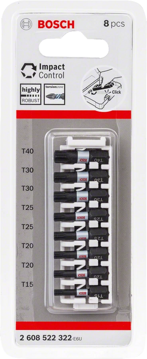 Bosch Professional | Screwdriver PZ2 Bit Pack Pick & Click Impact Control 8PK