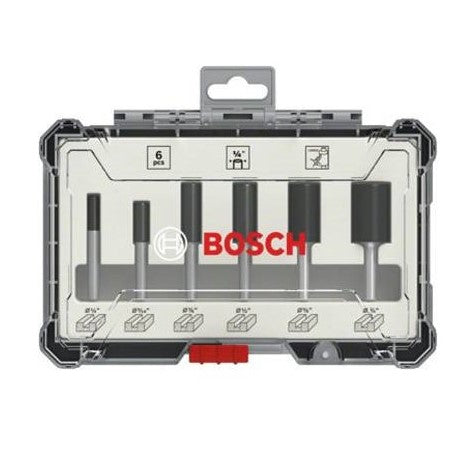 Bosch | Router Bit Set 6Pc 1/4″ Shank Straight - Toolcraft