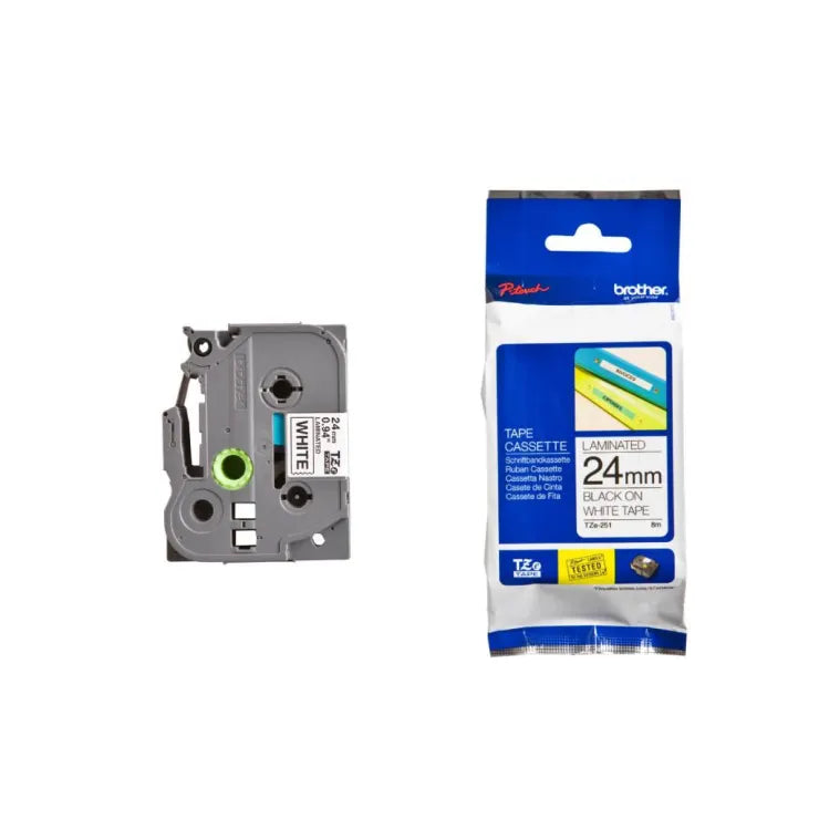 Brother | Laminated TZe Tape 8m (24mm Black On White)-Toolcraft