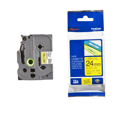 Brother | Laminated TZe Tape 8m (24mm Black on Yellow)-Toolcraft