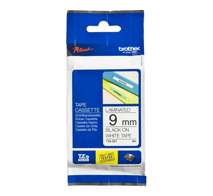 Brother | Laminated TZe Tape 8m (9mm Black on White)-Toolcraft