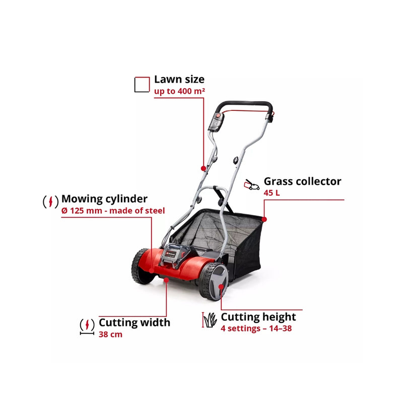 Einhell | Cordless Cylinder Mower GE-HM 18/38 Li (Batteries Excluded)-Toolcraft