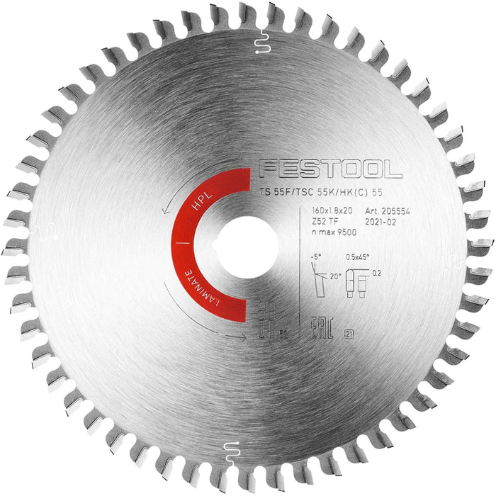 Festool | Saw Blade Laminate Hw160 X1.8X20 Tf52 Tct