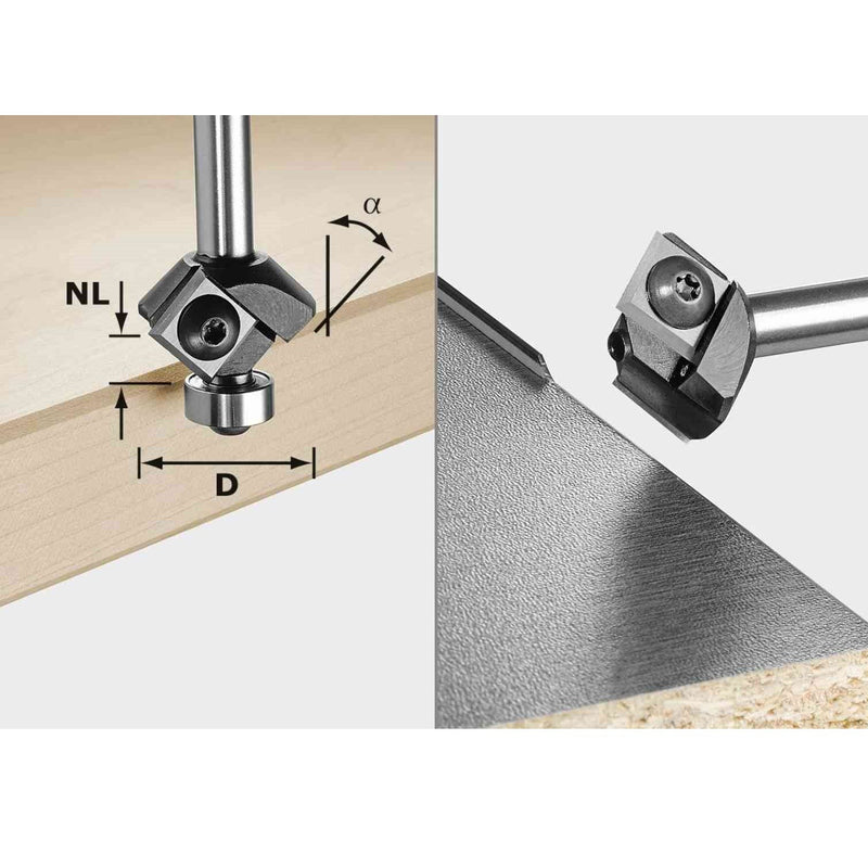 Festool | Chamfer Cutter with Reversible Blades S8 HW 45 D27 12X12 KL 4 - Toolcraft