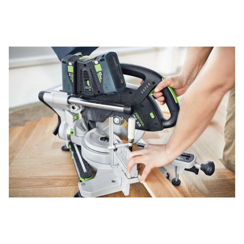 Festool | Cordless sliding compound mitre saw KAPEX KSC 60 EB-Basic + FREE High Power Battery 18V 5aH (Free gift will be received when registering tool for warranty, Ts&Cs in description below)-Toolcraft