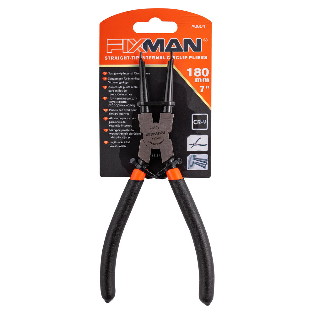 Straight-tip Internal Circlip Pliers 7" A0602 FIXMAN