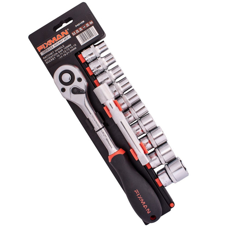 Fixman | Socket & Ratchet Set 1/2" 12Pc-Toolcraft