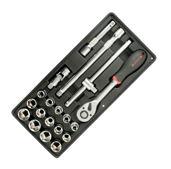 Fixman | Sockets & Accessories Set 19Pc 1/2"-Toolcraft