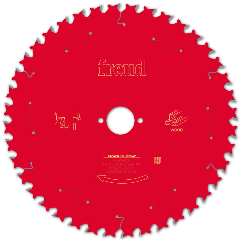 Freud | Saw Blade Professional, Ø-250mm, 40 Tooth, FR23W002T-F03FS9775 - Toolcraft
