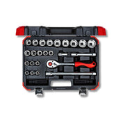 Gedore red | Socket Set 1/2" 10-32mm+Bits 24Pc-Toolcraft